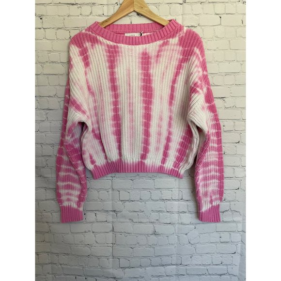 Lush Sweaters - LUSH pink and white tie-dye fun chunky sweater size S